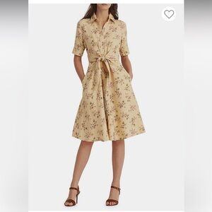 Ralph Lauren linen shirtdress and tie at the waist size 6 beige, cream, linen